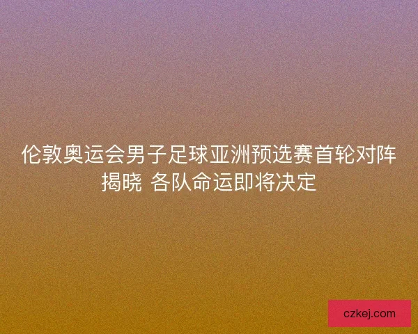 伦敦奥运会男子足球亚洲预选赛首轮对阵揭晓 各队命运即将决定