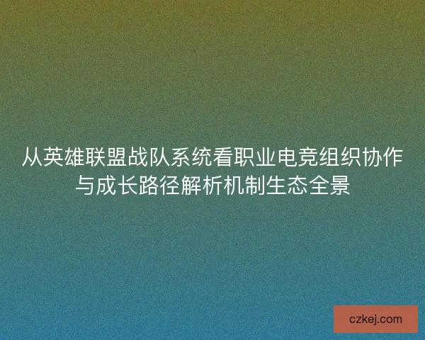 从英雄联盟战队系统看职业电竞组织协作与成长路径解析机制生态全景