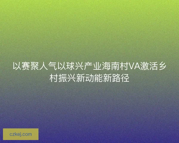 以赛聚人气以球兴产业海南村VA激活乡村振兴新动能新路径